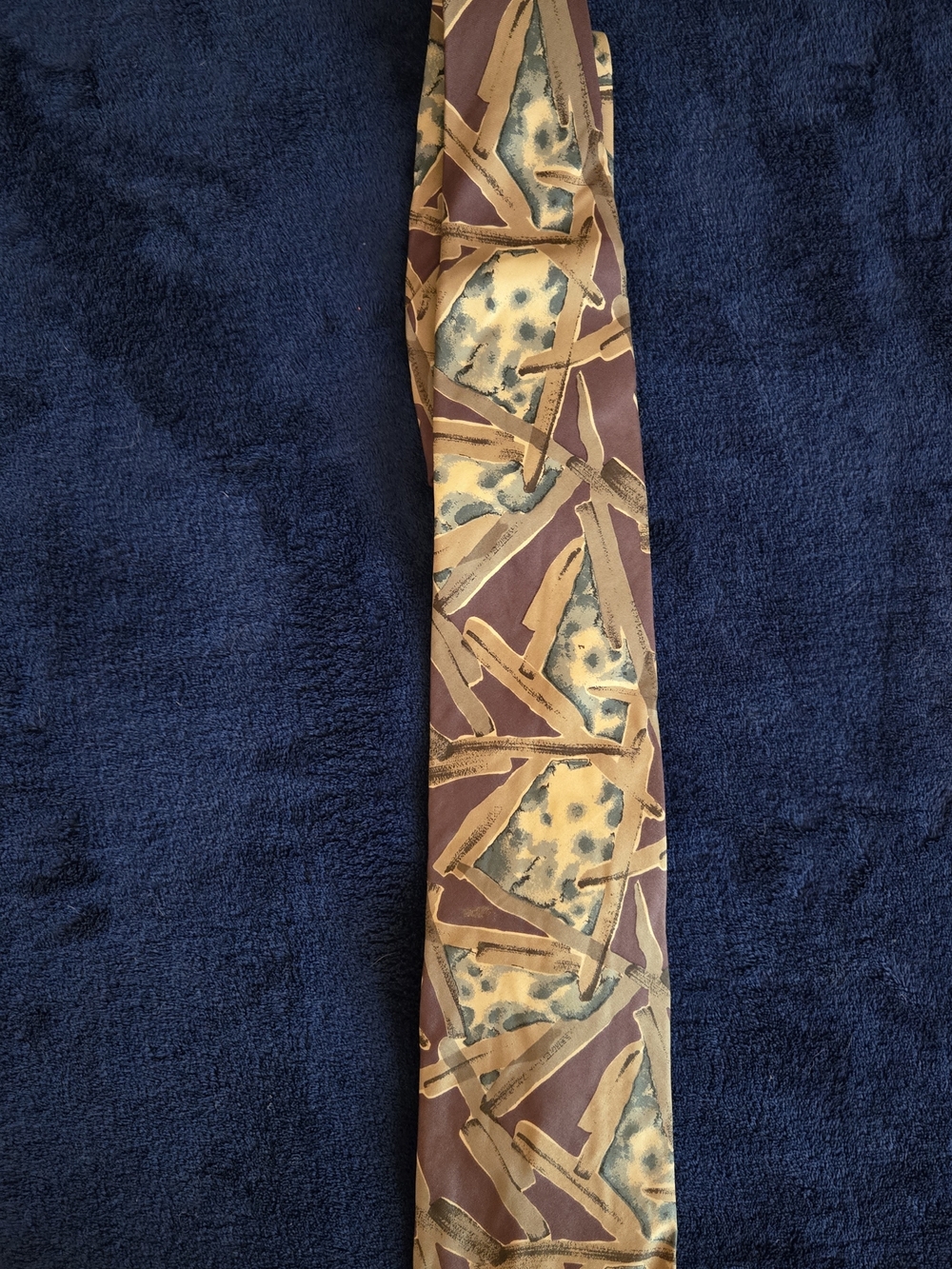 Vintage Dior Men's Abstract Silk Tie in Brown and Gold